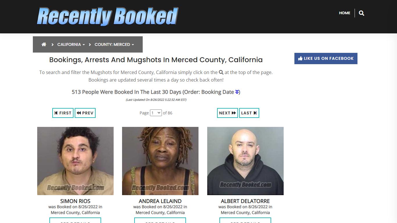 Bookings, Arrests and Mugshots in Merced County, California